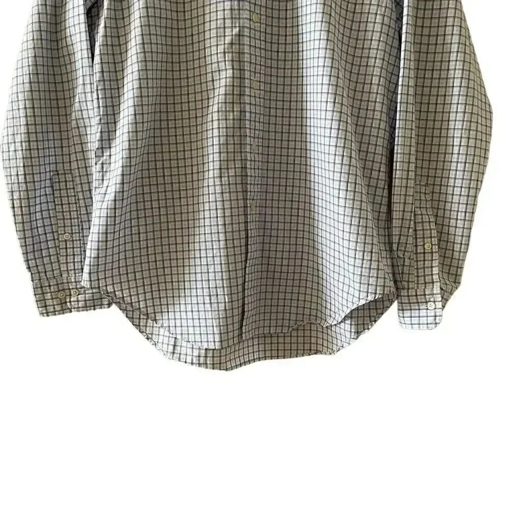 RALPH LAUREN Mens Blue Tattersall Button Down Cotton Shirt 15 1/2